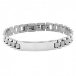 bracciale uomo president con piastra da incidere acciaio