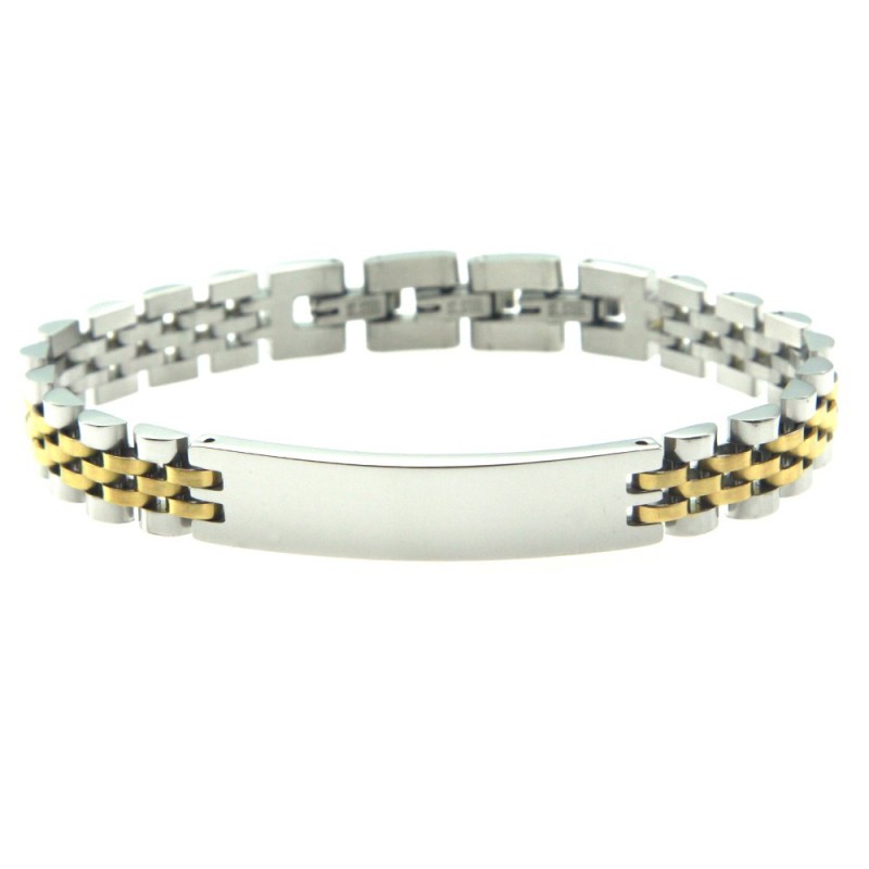bracciale uomo jubilee con piastra da incidere acciaio