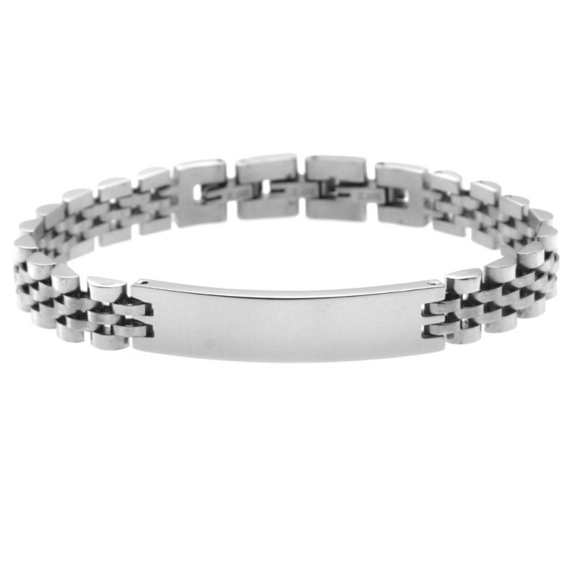 bracciale uomo jubilee con piastra da incidere acciaio