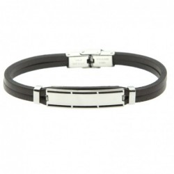 bracciale pelle uomo con piastra da incidere acciaio