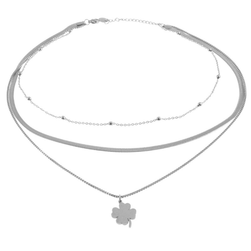 collana donna con quadrifoglio in acciaio