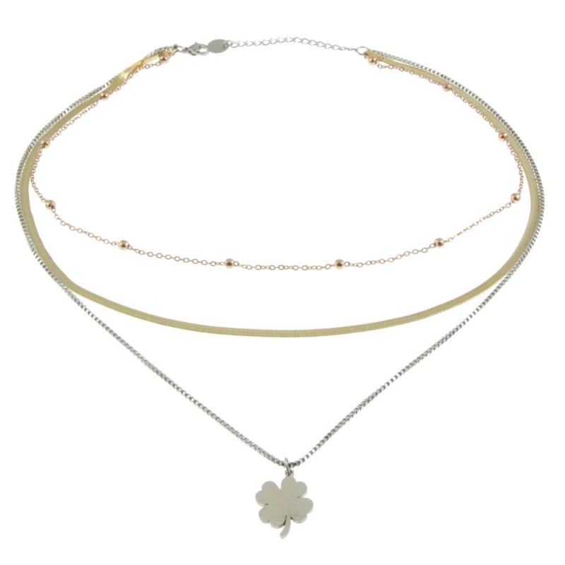 collana donna con quadrifoglio in acciaio