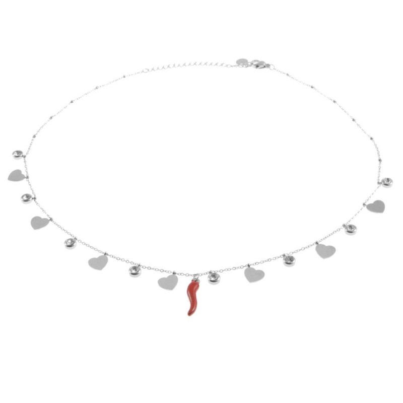 collana girocollo donna con corno napoletano portafortuna