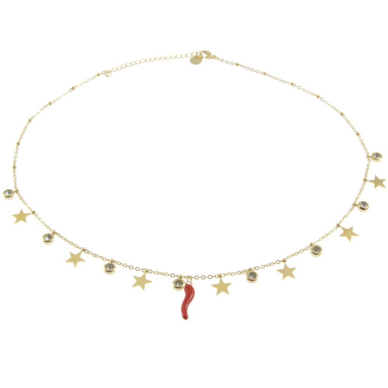 collana girocollo donna con corno napoletano portafortuna