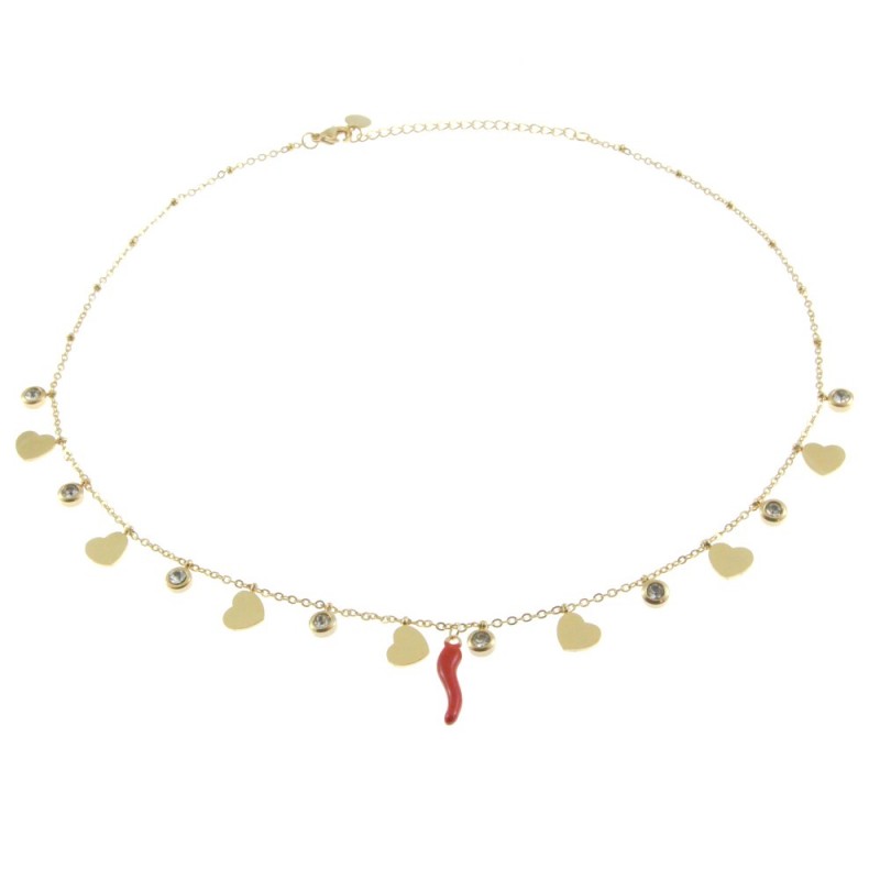 collana girocollo donna con corno napoletano portafortuna