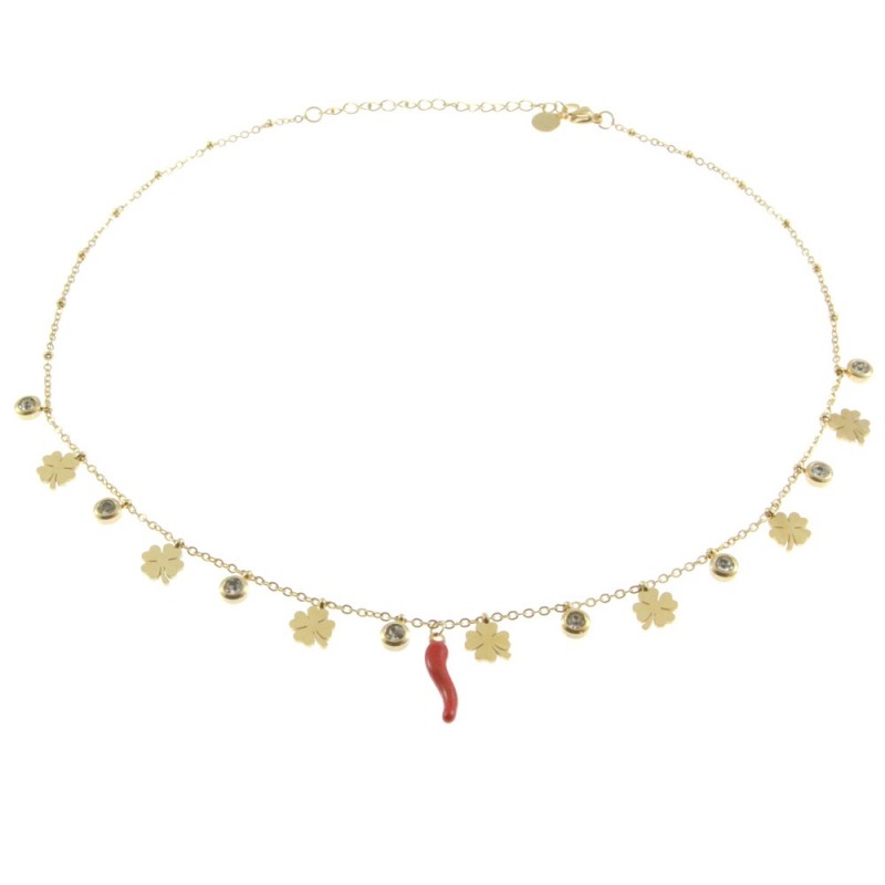 collana girocollo donna con corno napoletano portafortuna