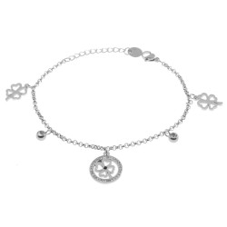 Bracciale con quadrifoglio donna acciaio