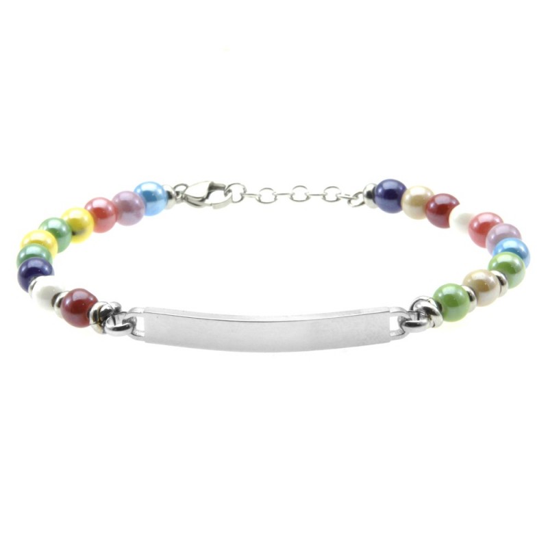 bracciale uomo donna colorato con piastra in acciaio