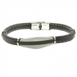 bracciale pelle uomo con piastra in acciaio