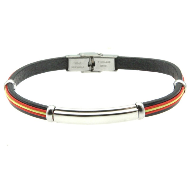 bracciale uomo spagna pelle cotone piastra acciaio