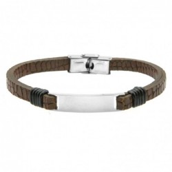bracciale pelle uomo con piastra in acciaio