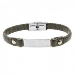bracciale pelle uomo con piastra in acciaio