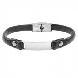 bracciale pelle uomo con piastra in acciaio