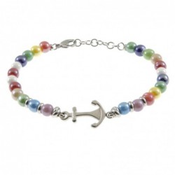 bracciale ancora pietre colorate in acciaio