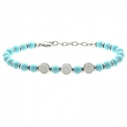 bracciale uomo simboli marinari acciaio e pietre