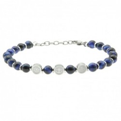 bracciale uomo simboli marinari acciaio e pietre
