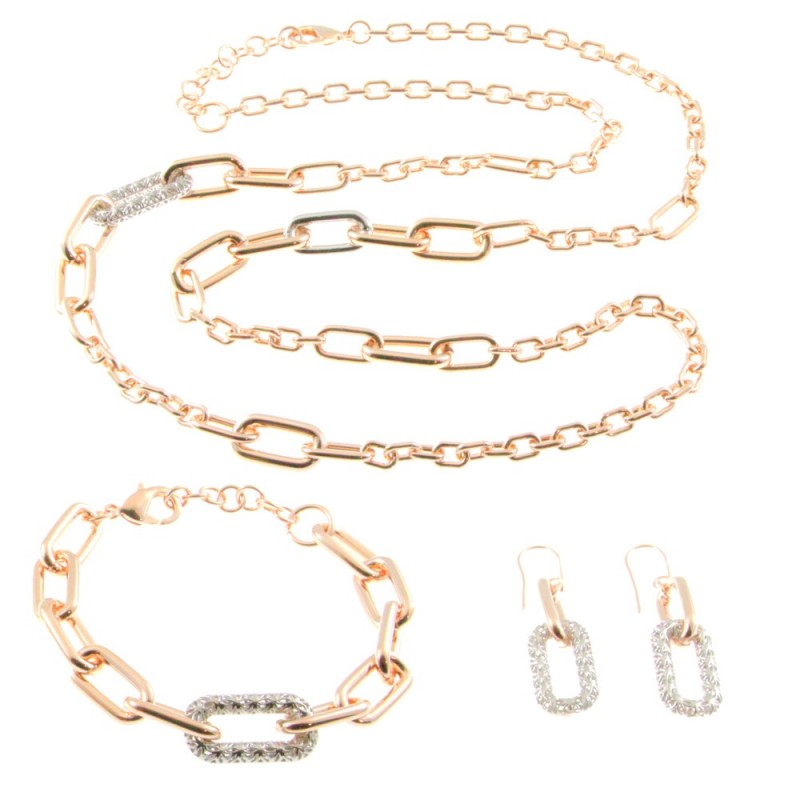Parure donna in bronzo ramato e argentato