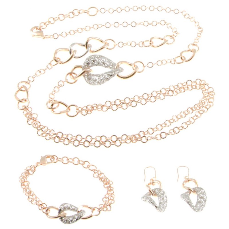 Parure donna in bronzo ramato e argentato