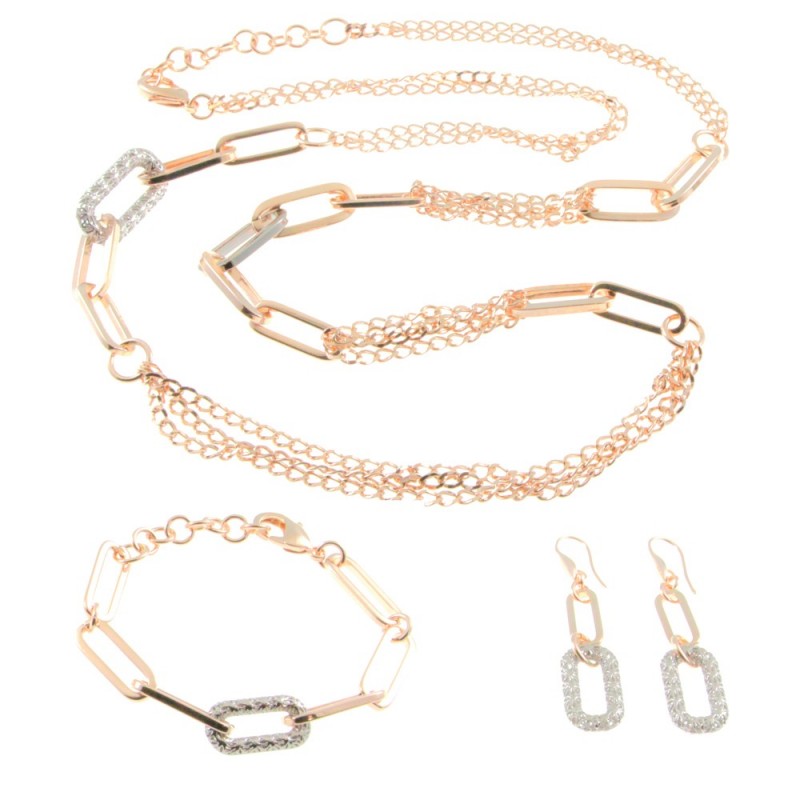 Parure donna in bronzo ramato e argentato
