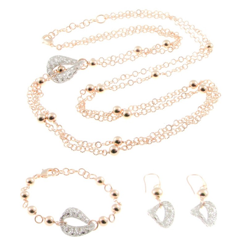 Parure donna in bronzo ramato e argentato