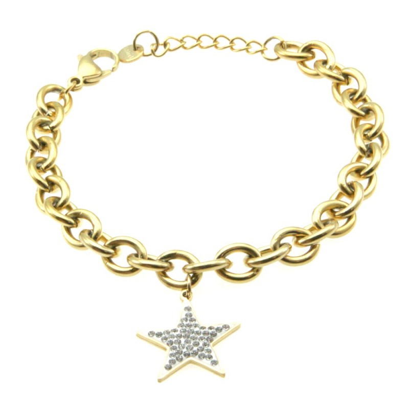 bracciale donna stella in acciaio dorato