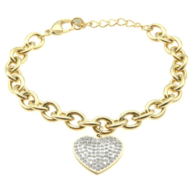 bracciale donna cuore in acciaio dorato