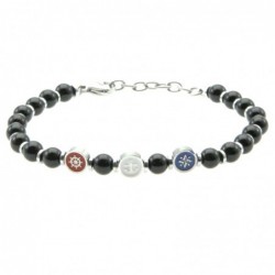 bracciale uomo simboli marinari acciaio e pietre