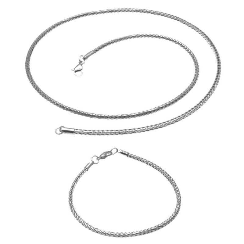 parure uomo collana e bracciale in acciaio