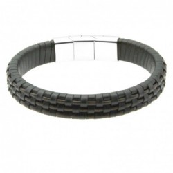 bracciale pelle uomo chiusura in acciaio