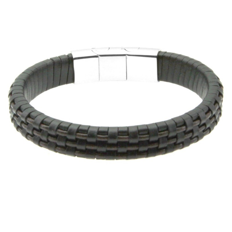 bracciale pelle uomo chiusura in acciaio