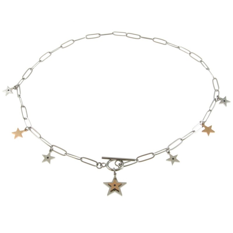 collana girocollo donna stelle in acciaio