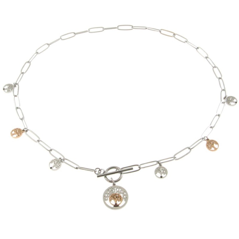 collana girocollo donna albero della vitta acciaio