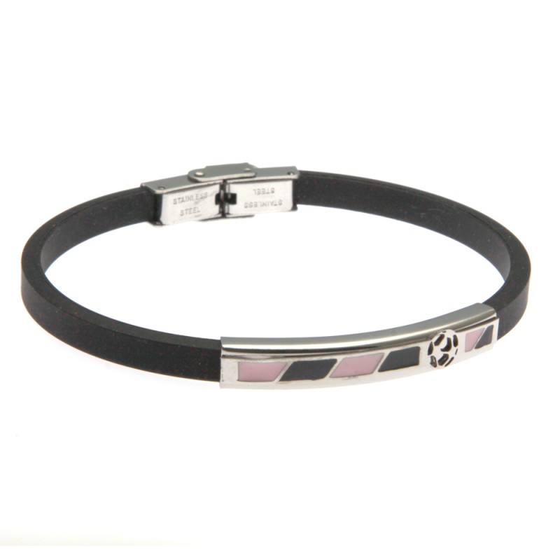 bracciale uomo squadra di calcio acciaio caucciù