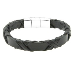 bracciale pelle uomo chiusura in acciaio