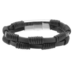 bracciale pelle uomo chiusura in acciaio