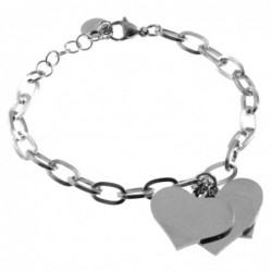 bracciale donna con cuori in acciaio