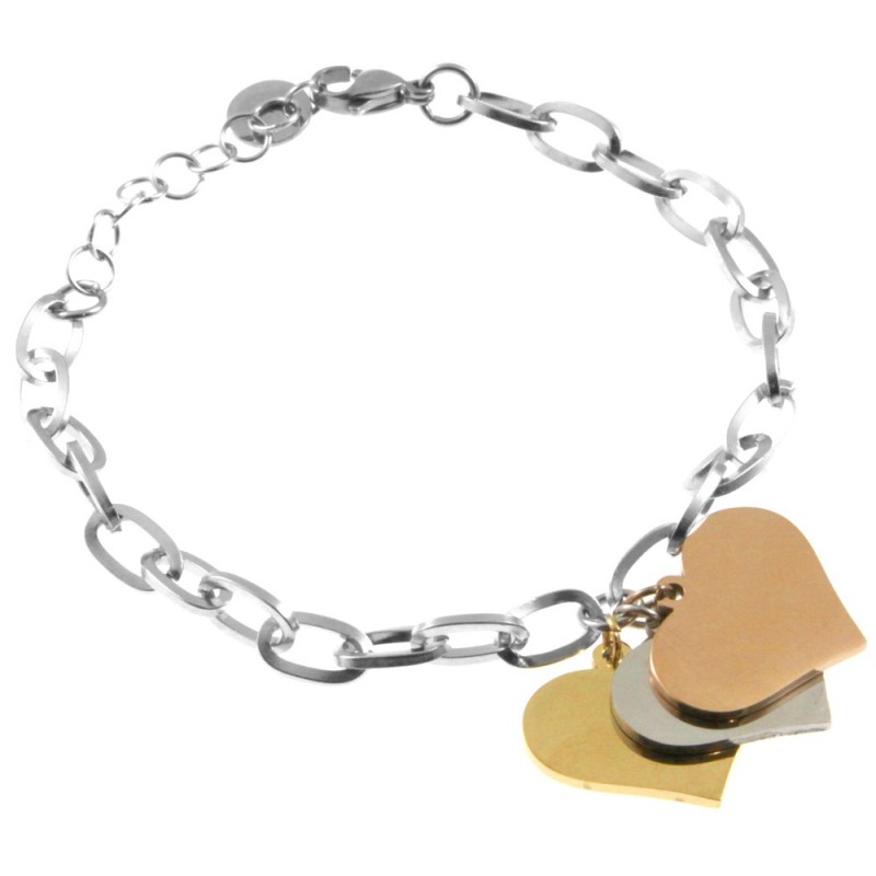 bracciale donna con cuori in acciaio