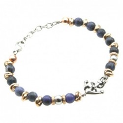 bracciale con ancora  e pietre colorate in acciaio
