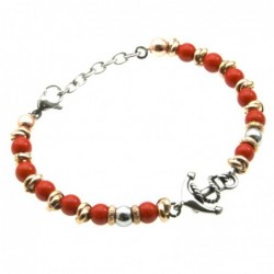 bracciale con ancora  e pietre colorate in acciaio