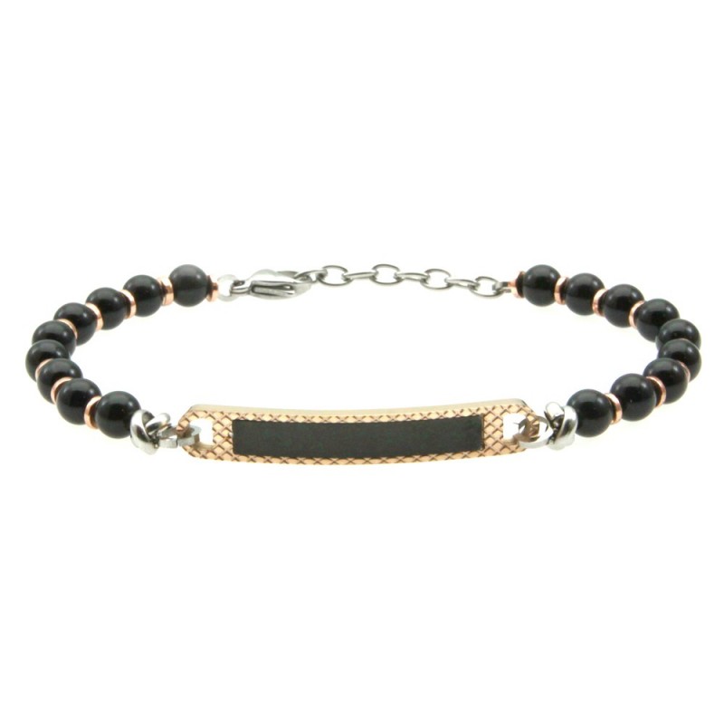 bracciale uomo con piastra pietre in acciaio