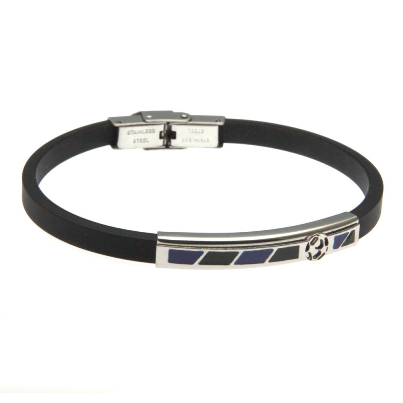 bracciale uomo squadra di calcio acciaio caucciù