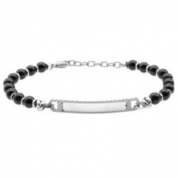 bracciale uomo con piastra pietre in acciaio