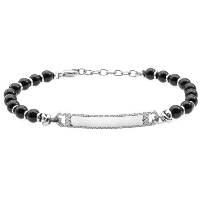 bracciale uomo con piastra pietre in acciaio