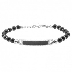 bracciale uomo con piastra pietre in acciaio