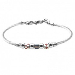bracciale uomo cavetto bandiere e simboli marinari acciaio