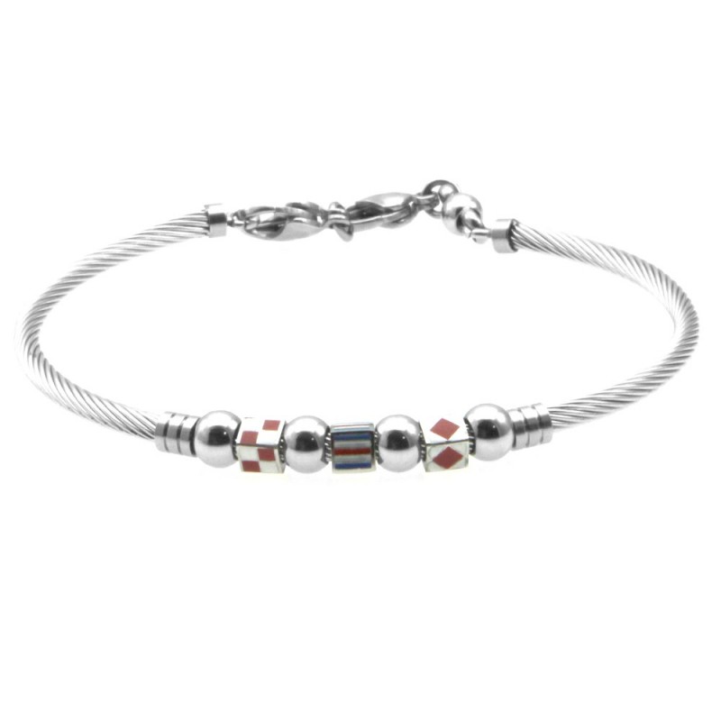 bracciale uomo cavetto bandiere e simboli marinari acciaio