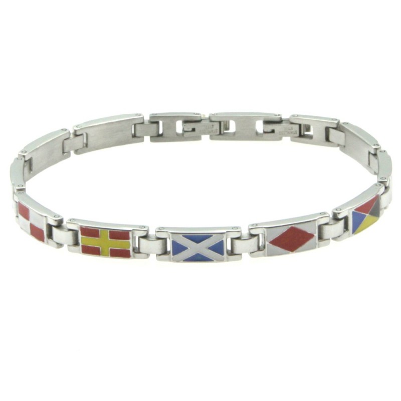 bracciale uomo bandiere nautiche acciaio e smalto