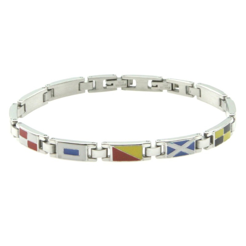 bracciale uomo bandiere nautiche acciaio e smalto
