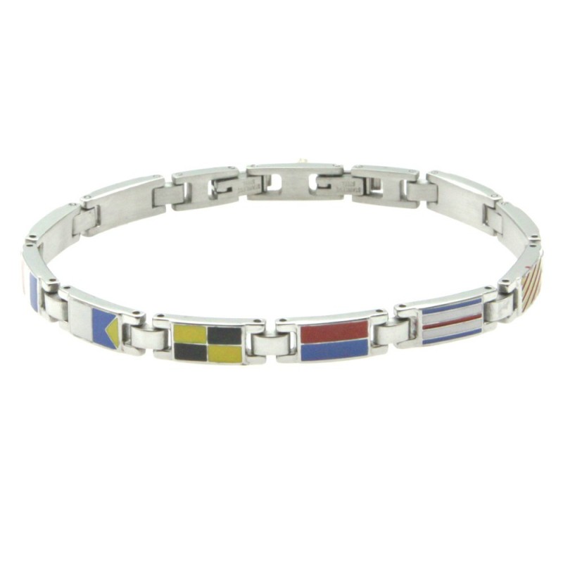 bracciale uomo bandiere nautiche acciaio e smalto
