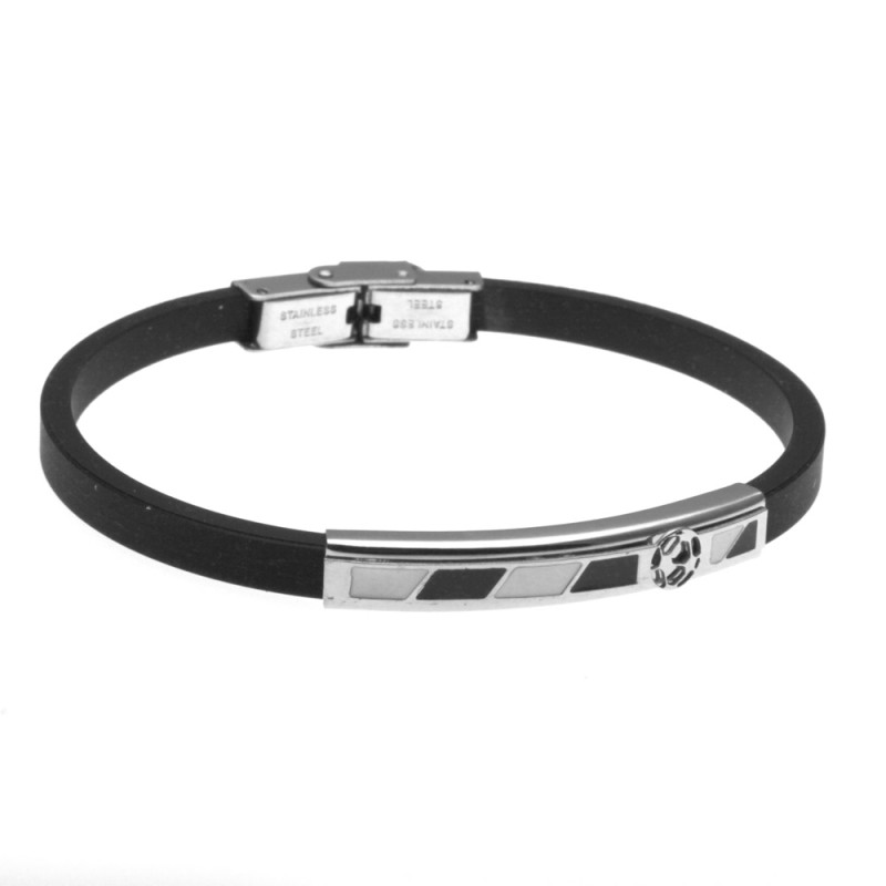 bracciale uomo soccer team in caucciù e piastra acciaio smaltato